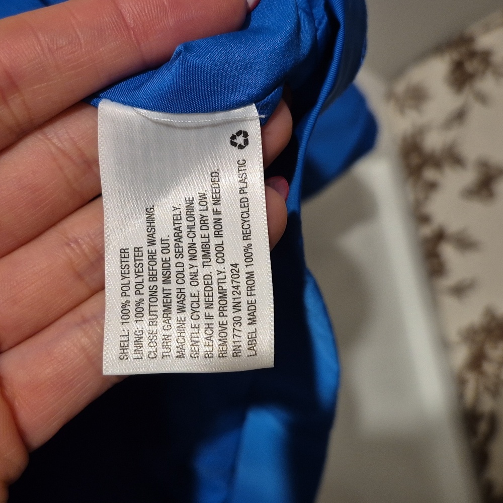 Trendy Blue Half Trench Coast Unisex - Picture 6 of 7